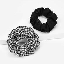 Romwe Elastic Gingham Hair Tie 2pack