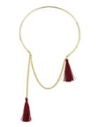 Romwe Red Long Tassel Choker Necklace