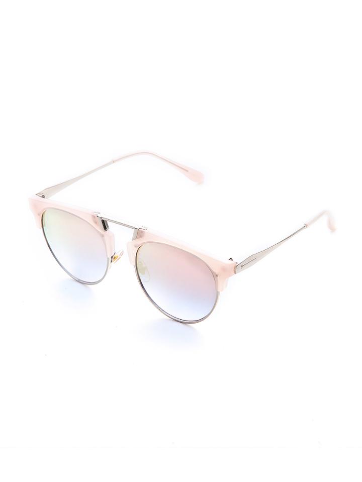 Romwe Pink Lens Sliver Arm Retro Style Sunglasses