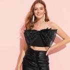 Romwe Exaggerate Bow Front Crop Bandeau Top