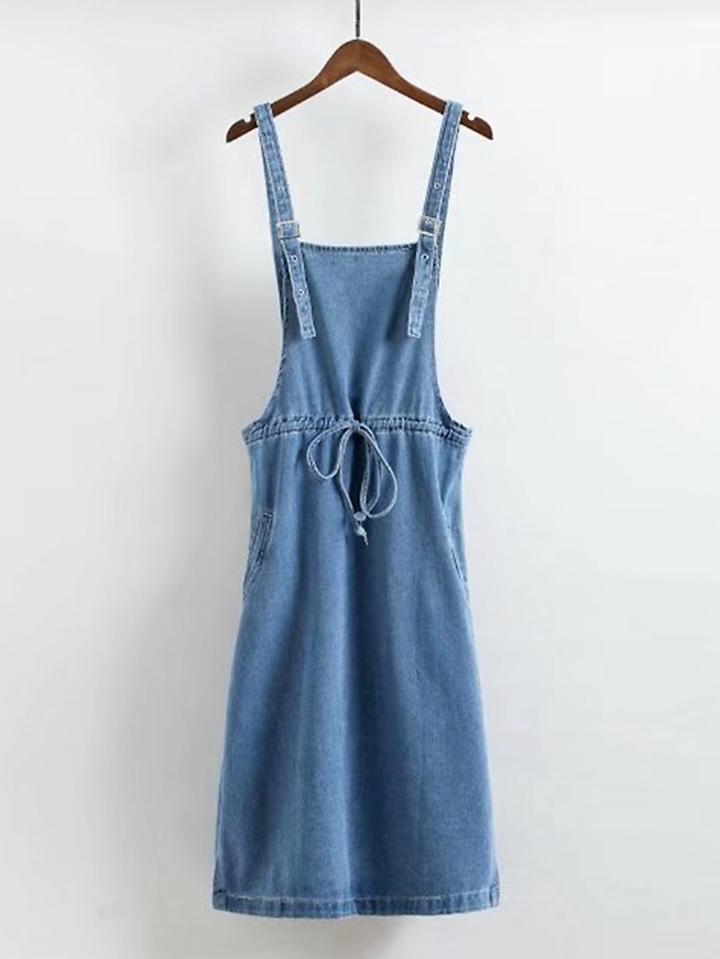 Romwe Split Side Drawstring Pinafore Dress