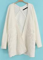 Romwe Cable Knit Loose White Cardigan