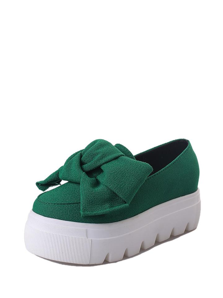 Romwe Bow Tie Flatform Loafers