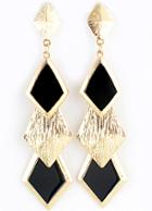 Romwe Black Glaze Gold Geometric Earrings