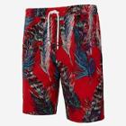 Romwe Guys Feather Print Drawstring Shorts