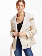 Romwe Beige Suede Buckles Zip Coat With Belt