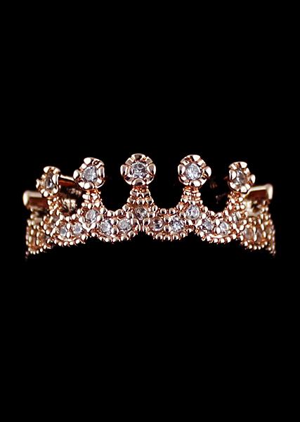 Romwe Gold Diamond Crown Ring