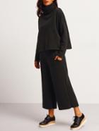 Romwe Black High Neck Loose Top With Wide Leg Pant