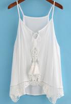 Romwe White Spaghetti Strap Lace Loose Cami Top