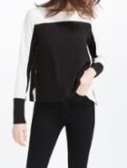 Romwe Black Contrast Split Side T-shirt