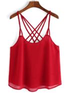 Romwe Red Spaghetti Strap Chiffon Cami Top