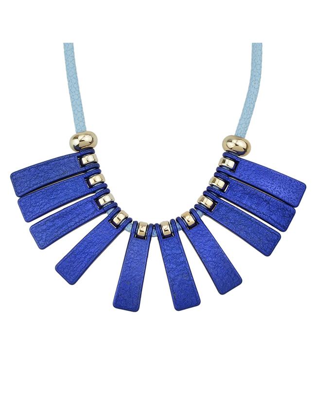 Romwe Fashionable Style Beautiful Blue Long Spike Statement Collar Necklace
