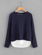 Romwe Overlap Back 2 In 1 Ribbed Knit Top