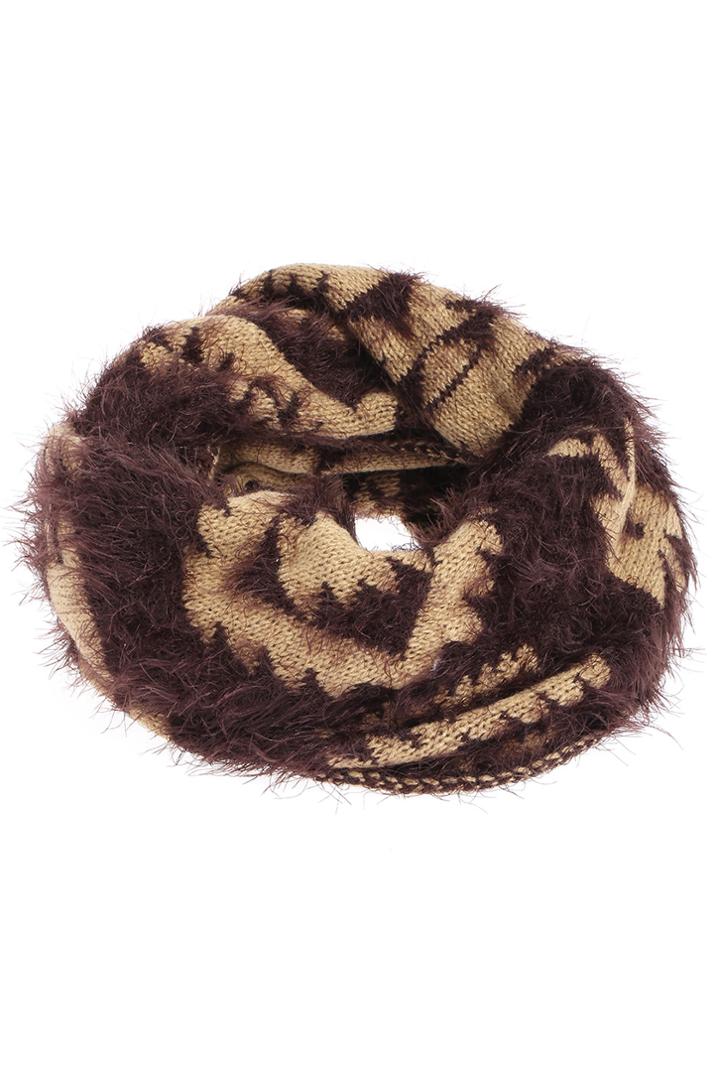 Romwe Snowflake Knit Mohair Scarf--khaki