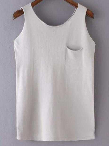 Romwe Light Grey Pocket Slim Tank Top