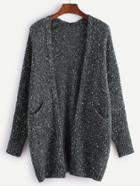 Romwe Dark Grey Open Front Pocket Sweater Coat