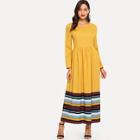 Romwe Striped Pleated Dress