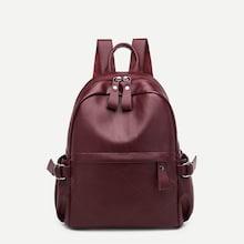 Romwe Solid Pocket Front Backpack
