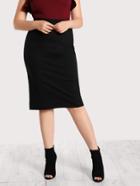 Romwe Solid Pencil Skirt