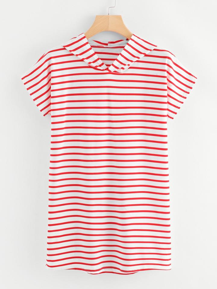 Romwe Striped Hoodie T-shirt