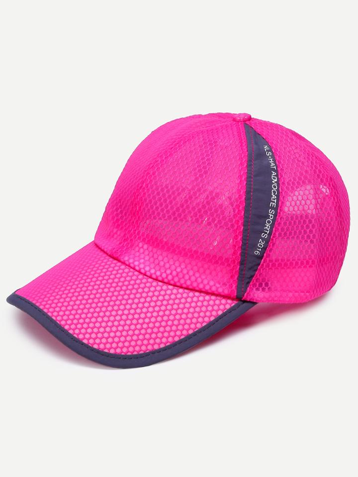 Romwe Hot Pink Mesh Baseball Cap
