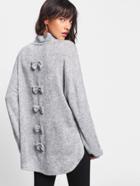 Romwe Split Side Dip Hem Bow Back Sweater