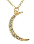 Romwe Gold Pretty Women Long Moon Pendant Necklace