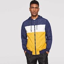 Romwe Guys Zip Up Color Block Hoodie Jacket