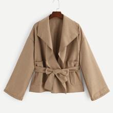 Romwe Self Tie Drape Front Coat