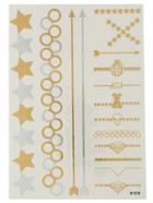 Romwe Geomectric Gold Stamping The Olympic Rings And Star Tattoos