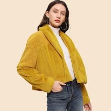 Romwe Faux Fur Collar Coat
