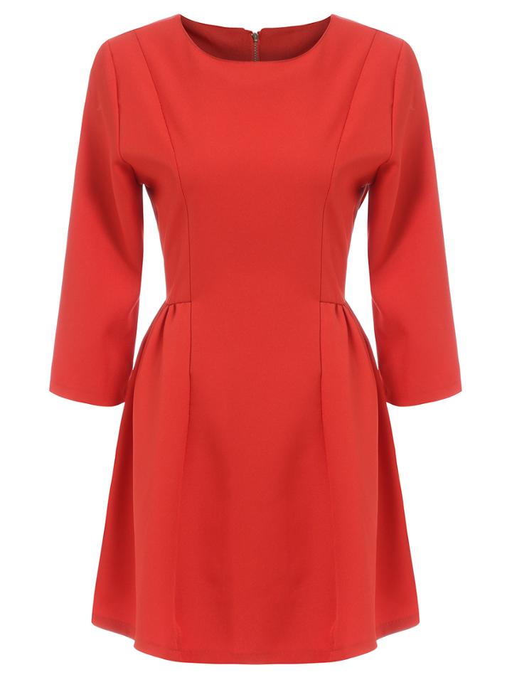 Romwe Round Neck 3/4 Sleeve Dress
