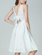 Romwe Surplice Front Tie-back Dress - White