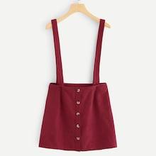 Romwe Single Breasted Pinafore Skirt