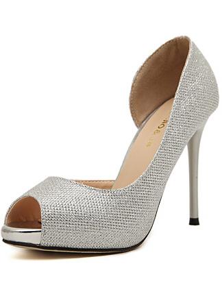 Romwe Silver Side Cutout High Heeled Peep Toe Pumps