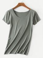 Romwe Solid Color Ribbed Tee