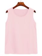 Romwe Pink Round Neck Tank Top