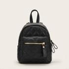 Romwe Quilted Zipper Simple Backpack