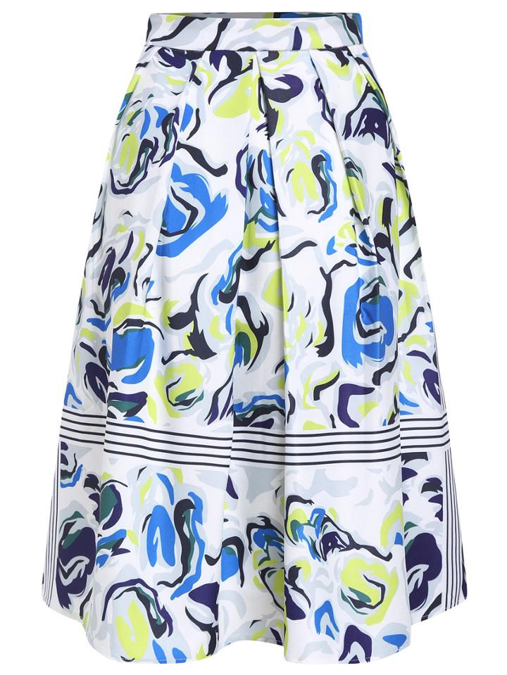 Romwe Abstract Print Zipper Skirt