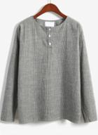 Romwe Vertical Stripe Buttons Blouse
