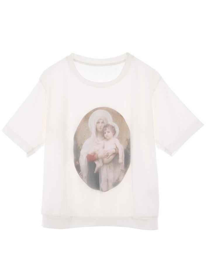 Romwe Vintage Portrait Print T-shirt