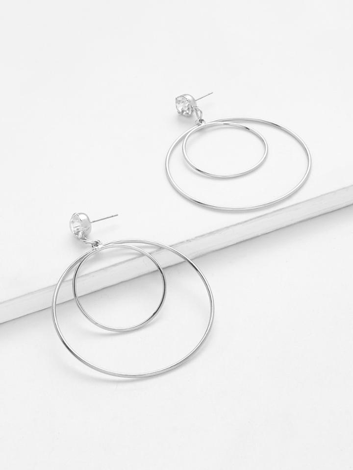 Romwe Double Ring Hoop Earrings