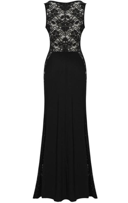 Romwe Backless Lace Maxi Dress