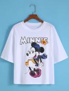 Romwe Minnie Print Loose T-shirt