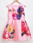 Romwe Pink Flower Print Zipper Back Sleeveless Dress