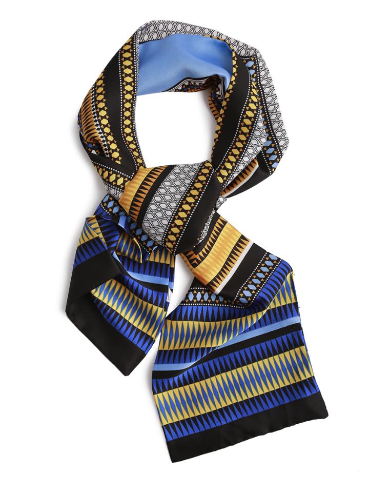 Romwe Geometric Print Satin Skinny Scarf