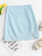 Romwe Dolphin Hem Gingham Skirt