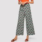 Romwe Mixed Print Elastic Waist Wide Leg Pants