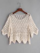Romwe Apricot Crochet Hollow Out Beach Top
