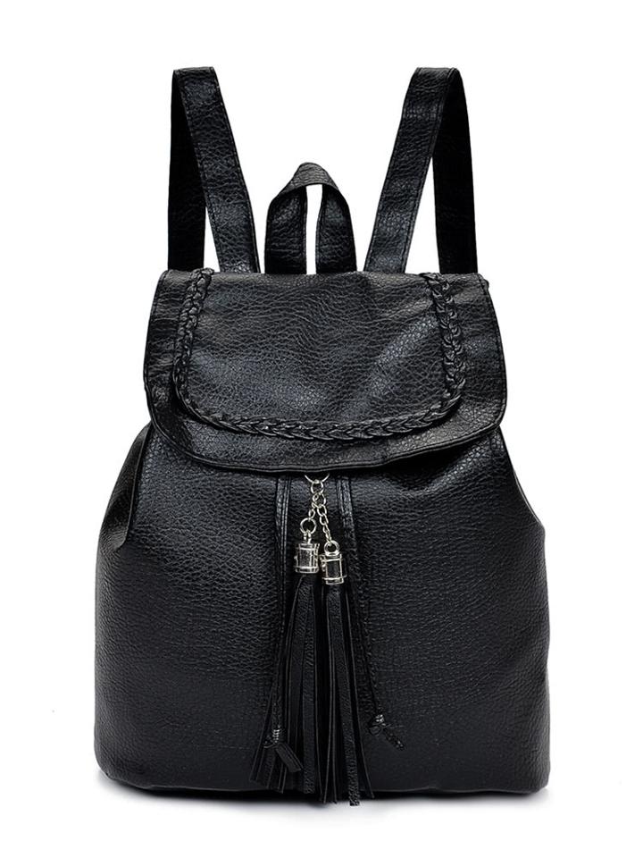 Romwe Tassel Detail Pu Backpack